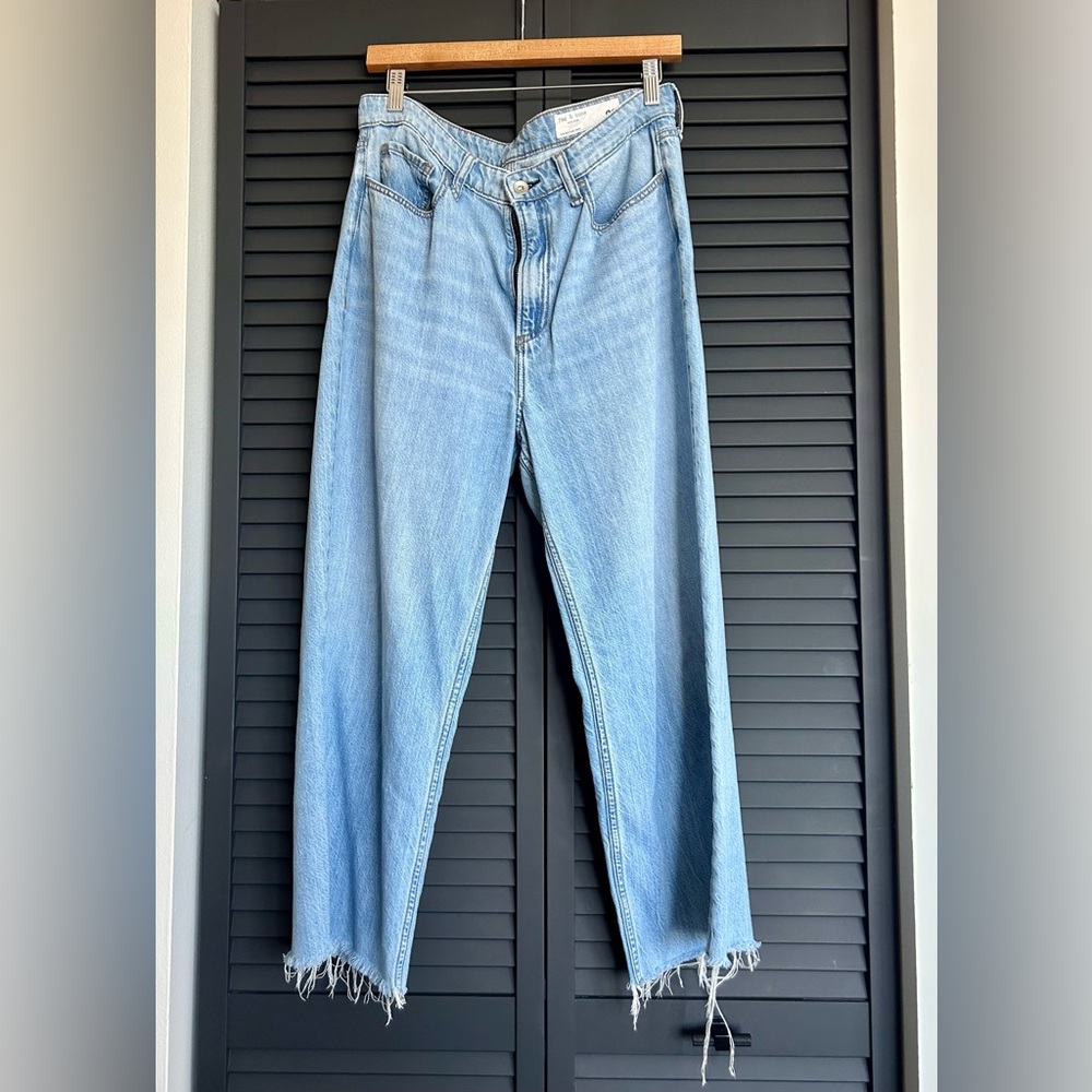 Rag & Bone Cropped Light Blue Straight Leg Jeans